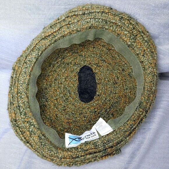 Betmar New York Vintage Women's Olive Green Wool Blend Knit Bucket Hat With Logo - Picture 7 of 11